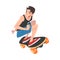 Male Skateboarder Performing Trick, Boy Jumping on Skateboard, Extreme Hobby or Sport Cartoon Style Vector Illustration
