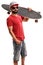 Male skater holding a longboard