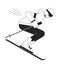 Male skier with poles on skis flat line black white vector character