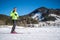 A male skier practicing cross country skiing as a recreational activity