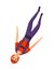 Male skydiver flying with sport equipment. Skydiving extreme sport. Paraglide jumping character on white. Active hobbies