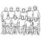 Male soccer football team taking photo vector illustration sketch doodle hand drawn with black lines isolated on white background