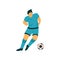 Male Soccer Player with Ball, Footballer Character in Sports Uniform Vector Illustration