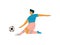 Male Soccer Player, Footballer Character in Sports Uniform Playing with Bakk Vector Illustration