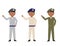 Male soldiers in Various uniform colors waving hello