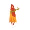 Male Sorcerer Conjuring with Magic Wand, Redhead Bearded Wizard Character Vector Illustration