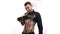 male stripper in black bodyart gets a gift