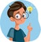 Male Student Having a Brilliant Idea Vector Cartoon