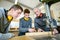 Male students in woodwork class