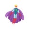 Male superhero in classic comics costume with cape