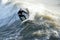 Male surfer enjoying the big wave in Oceanside