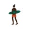 Male Surfer Standing on Beach with Surfboard, African American Man Enjoying Summer Vacation, Recreational Water Sport