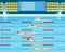 Male swimming racing in pool