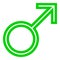 Male symbol icon - green thin outlined, isolated - vector