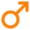 Male symbol icon - orange rounded, isolated - vector