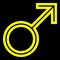 Male symbol icon - yellow thin outlined, isolated - vector