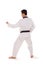 Male taekwondo stance full length rear view