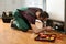 Male technician in uniform repairing refrigerator