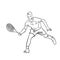 Male tennis player with racket. Isolated black contour.