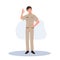 male Thai government officers in uniform. Thai man teacher  doing OK hand sign.good, Flat Vector illustration