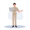 male Thai government officers in uniform. Thai man teacher holding laptop and explaining.  Flat Vector illustration