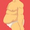 Male Torso with Fat Belly, Side View, Obesity and Unhealthy Eating Problems Vector Illustration