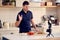 Male Vlogger Making Social Media Video About Cooking For The Internet