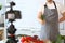 Male Vlogger Recording Healthy Vegetable Recipe