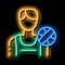 Male Volleyball Player neon glow icon illustration