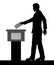 Male voter silhouette by voting for election