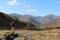 Male walker on mountain footpath in Lake District