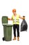 Male waste collector picking up trash
