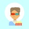Male Wearing 3d Glasses With Popcorn Emotion Profile Icon, Man Cartoon Portrait Happy Smiling Face