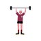 Male Weightlifter Rising Barbell, Active Sport Healthy Lifestyle Vector Illustration