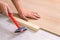 Male Worker laminate flooring