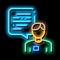 Male Worker Talk neon glow icon illustration