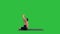 Male yoga teacher in heron pose Intense hamstring stretch Flexibility, well being concepts on a Green Screen, Chroma Key