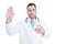 Male young doctor swearing or having the Hippocratic oath