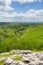 Malham Cove view from walk to top of the tourist attraction in Yorkshire Dales National Park UK