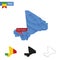 Mali blue Low Poly map with capital Bamako