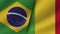 Mali and Brazil Realistic Two Flags Together