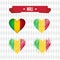 Mali with love. Design vector broken heart with flag inside.