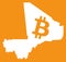 Mali map with bitcoin crypto currency symbol illustration