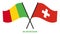 Mali and Switzerland Flags Crossed And Waving Flat Style. Official Proportion. Correct Colors