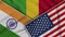 Mali United States of America India Flags Together Fabric Texture Illustration
