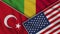 Mali United States of America Turkey Flags Together Fabric Texture Illustration