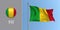 Mali waving flag on flagpole and round icon vector illustration