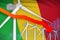 Mali wind energy power lowering chart, arrow down - alternative natural energy industrial illustration. 3D Illustration