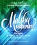 Malibu Beach Party poster. Tropical background. Vector illustration