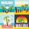 Malibu beach surf banner concept set, flat style